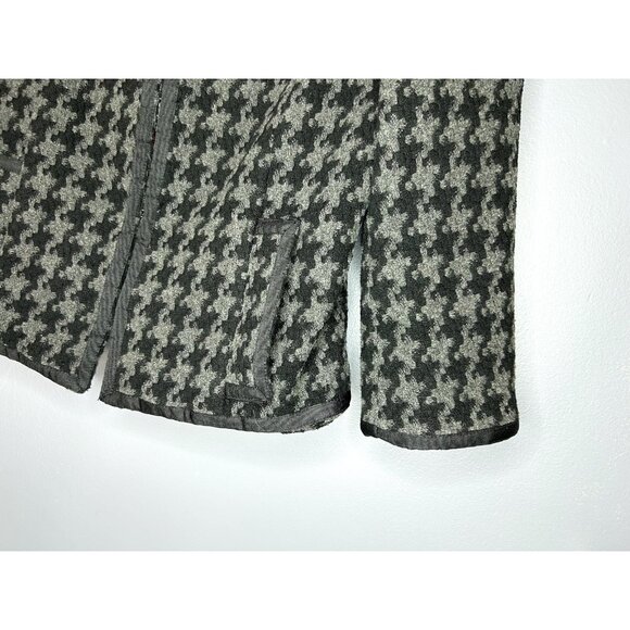 Mossimo Tweed Jacket Womens M Houndstooth Collarless Black Grey Twee 3/4 Sleeve - Picture 5 of 13